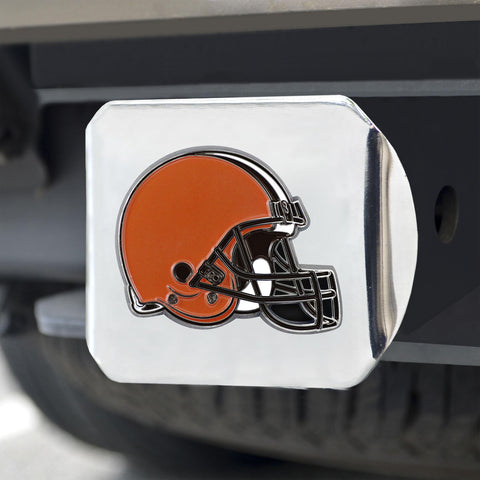 Cleveland Browns Color Hitch Cover Chrome3.4"x4" 