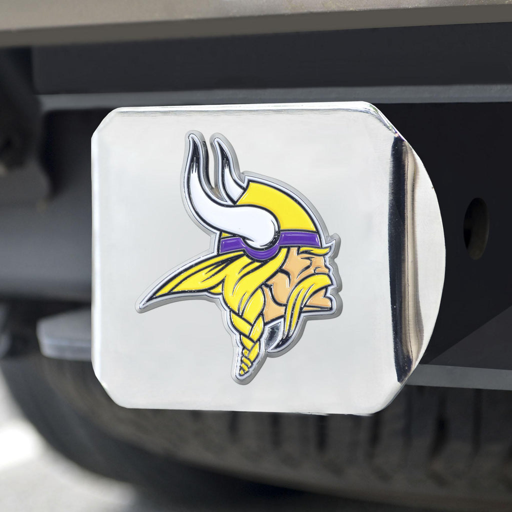 Minnesota Vikings Color Hitch Cover Chrome3.4"x4" 