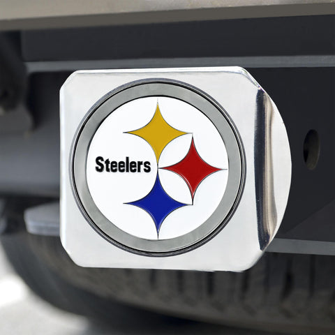 Pittsburgh Steelers Color Hitch Cover Chrome3.4"x4" 
