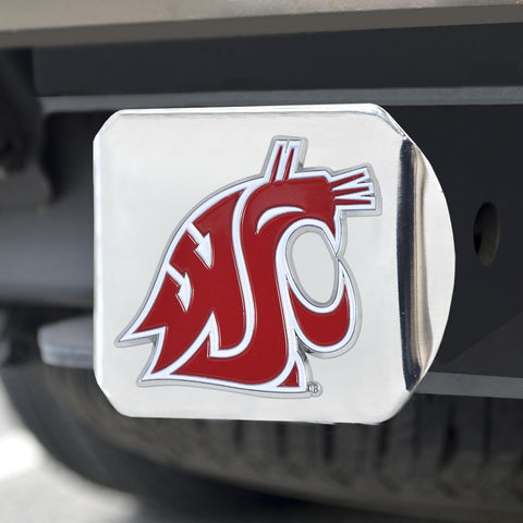Washington State Cougars Color Hitch Cover Chrome 3.4"x4" 