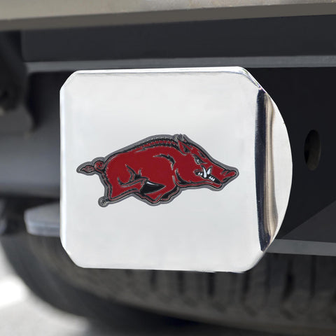 Arkansas Razorbacks Color Hitch Cover Chrome 3.4"x4" 