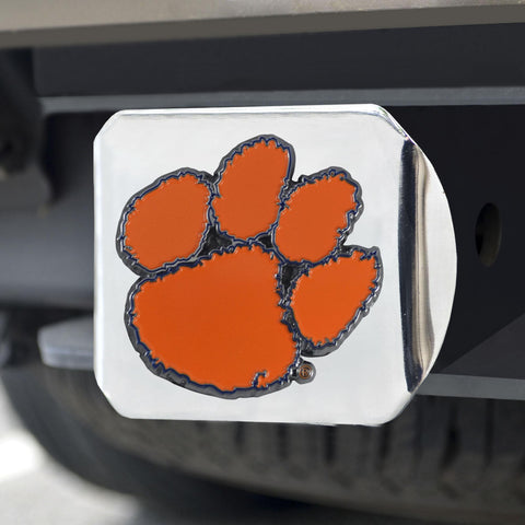 Clemson Tigers Color Hitch Cover Chrome 3.4"x4" 