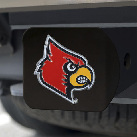 Louisville Cardinals Hitch Cover Color on Black 3.4"x4" 