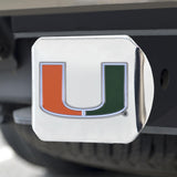 Miami Hurricanes Color Hitch Cover Chrome 3.4"x4" 