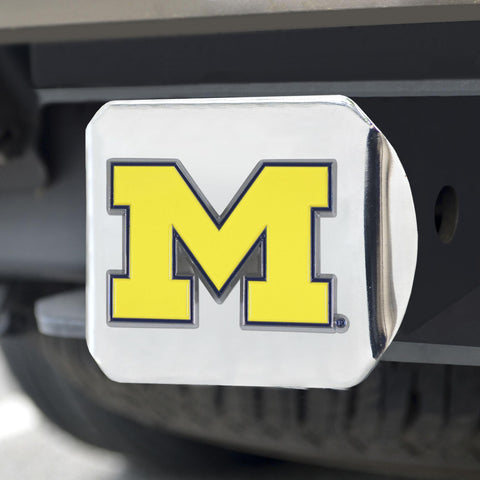 Michigan Wolverines Color Hitch Cover Chrome 3.4"x4" 