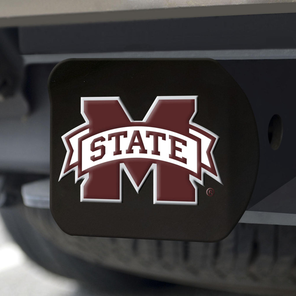 Mississippi State Bulldogs Hitch Cover Color on Black 3.4"x4" 