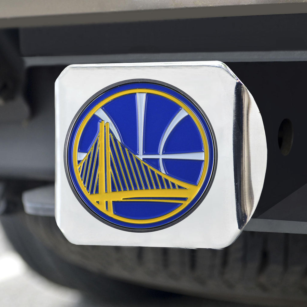 Golden State Warriors Color Hitch Cover Chrome 3.4"x4" 