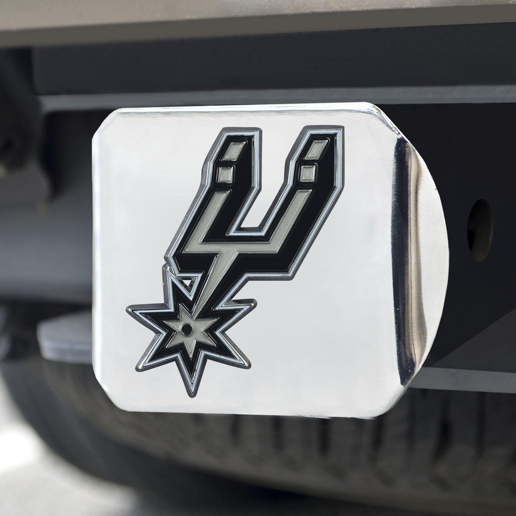 San Antonio Spurs Color Hitch Cover Chrome 3.4"x4" 