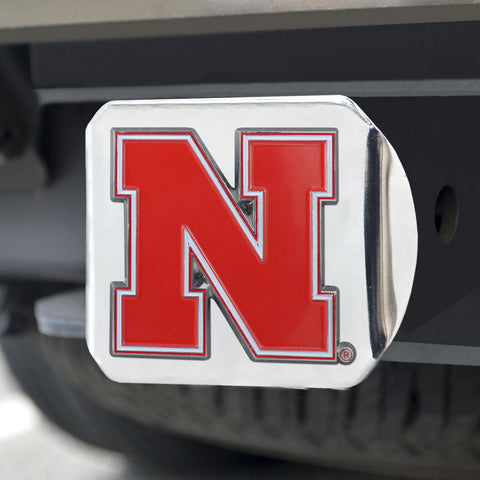 Nebraska Cornhuskers Color Hitch Cover Chrome 3.4"x4" 