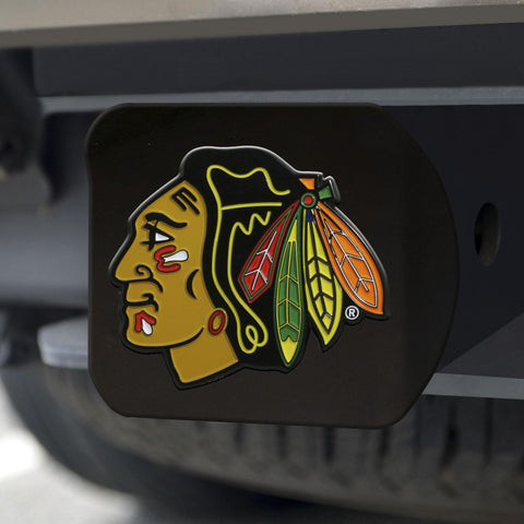 Chicago Blackhawks Hitch Cover Color on Black 3.4"x4" 