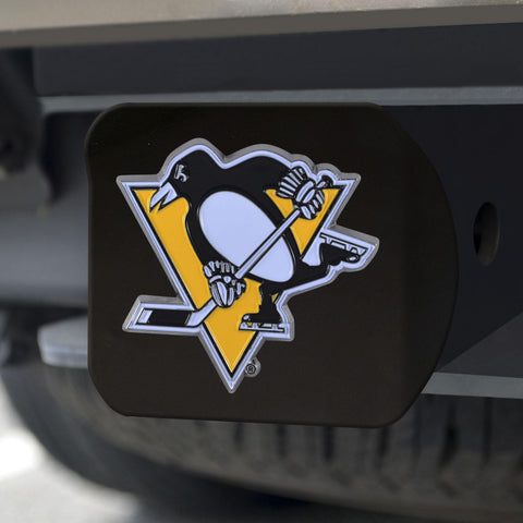 Pittsburgh Penguins Hitch Cover Color on Black 3.4"x4" 