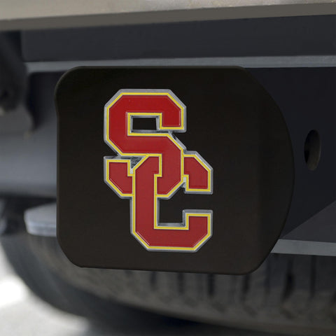 USC Trojans Hitch Cover Color on Black 3.4"x4" 