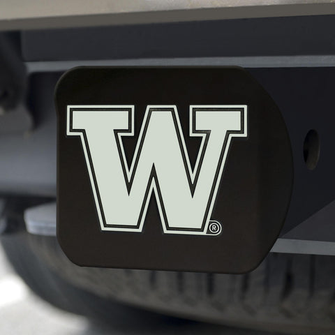 Washington Huskies Hitch Cover Chrome on Black 3.4"x4" 