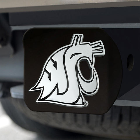 Washington State Cougars Hitch Cover Chrome on Black 3.4"x4" 