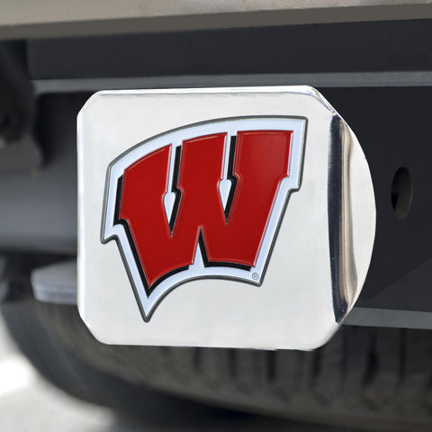 Wisconsin Badgers Color Hitch Cover Chrome 3.4"x4" 