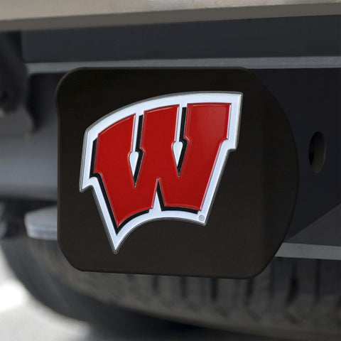 Wisconsin Badgers Hitch Cover Color on Black 3.4"x4" 