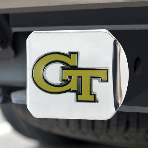 Georgia Tech Yellow Jackets Color Hitch Cover Chrome 3.4"x4" 