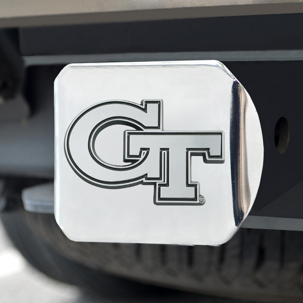 Georgia Tech Yellow Jackets Hitch Cover Chrome on Chrome 3.4"x4" 