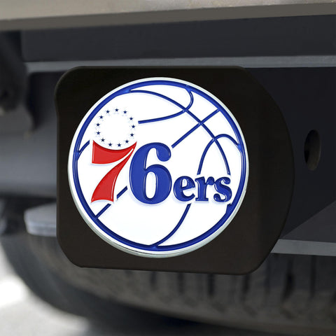 Philadelphia 76ers Hitch Cover Color on Black 3.4"x4" 