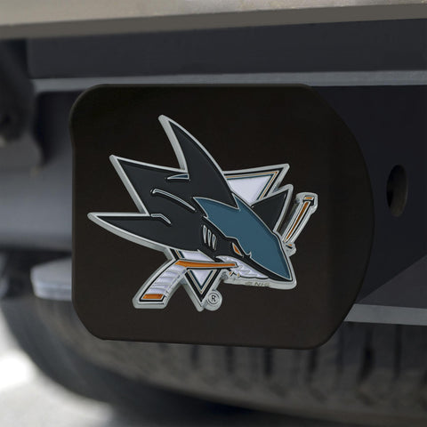 San Jose Sharks Hitch Cover Color on Black 3.4"x4" 