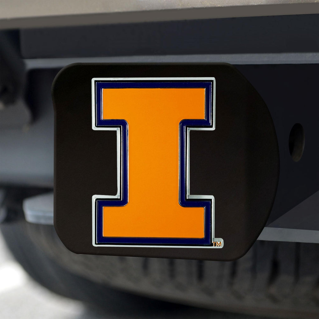 Illinois Fighting Illini Hitch Cover Color on Black 3.4"x4" 