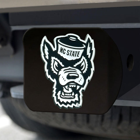 North Carolina State Wolfpack Hitch Cover Chrome on Black 3.4"x4" 