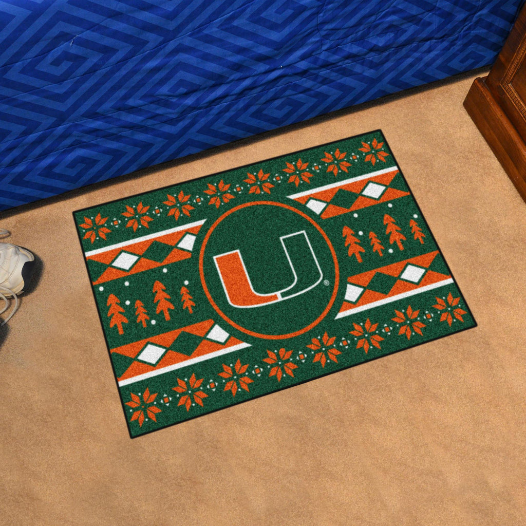 Miami Hurricanes Holiday Sweater Starter Mat 19"x30" 