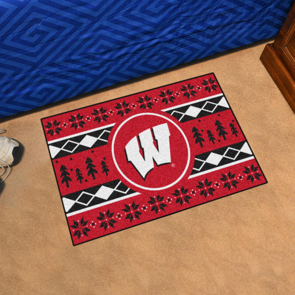 Wisconsin Badgers Holiday Sweater Starter Mat 19"x30" 