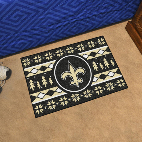 New Orleans Saints Holiday Sweater Starter Mat 19"x30" 