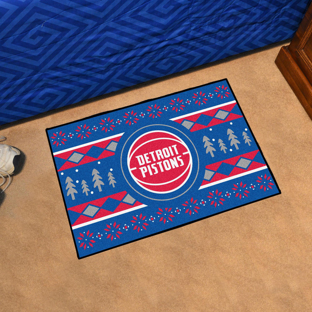 Detroit Pistons Holiday Sweater Starter Mat 19"x30" 