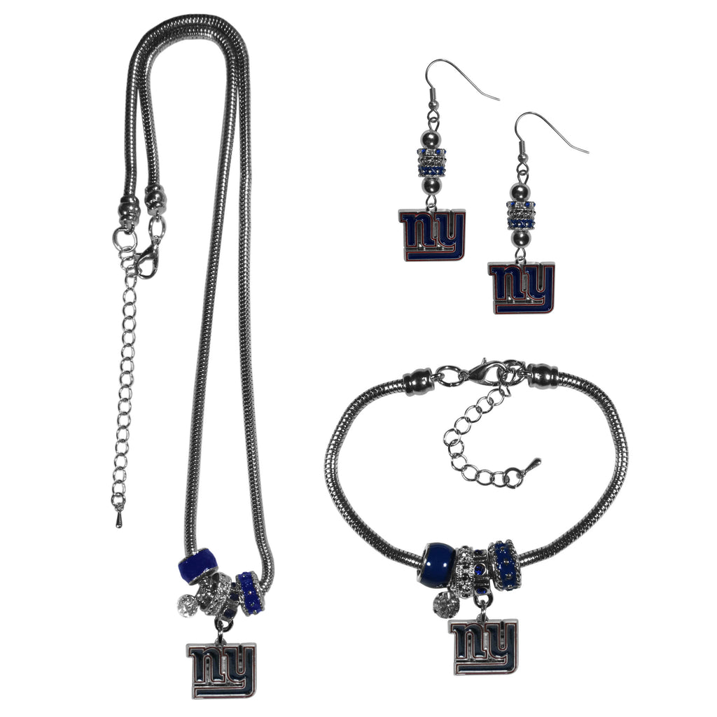 New York Giants Euro Bead Jewelry 3 piece Set