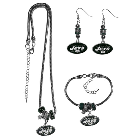 New York Jets Euro Bead Jewelry 3 piece Set