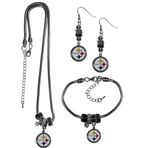 Pittsburgh Steelers Euro Bead Jewelry 3 piece Set