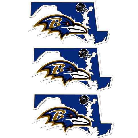 Baltimore Ravens   Home State Decal 3pk 