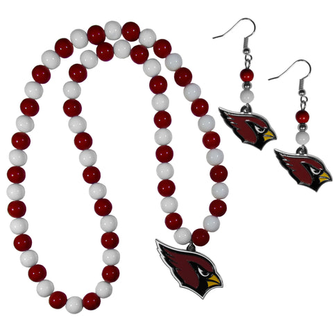 Arizona Cardinals Fan Bead Earrings and Necklace Set
