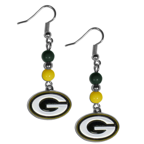 Green Bay Packers Fan Bead Dangle Earrings