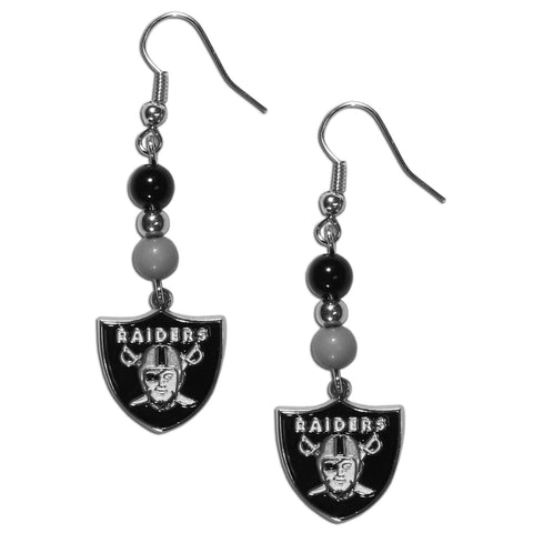 Oakland Raiders Fan Bead Dangle Earrings
