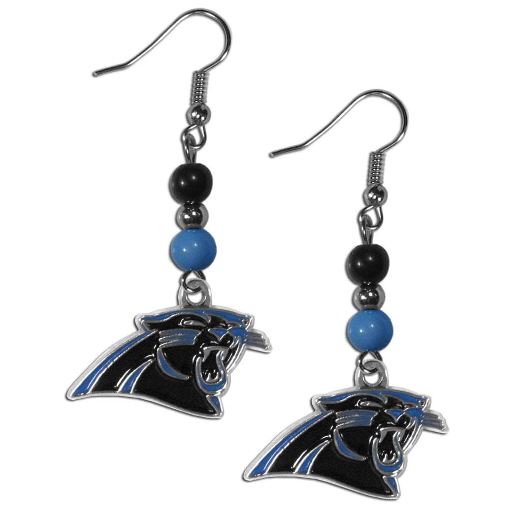 Carolina Panthers Fan Bead Dangle Earrings