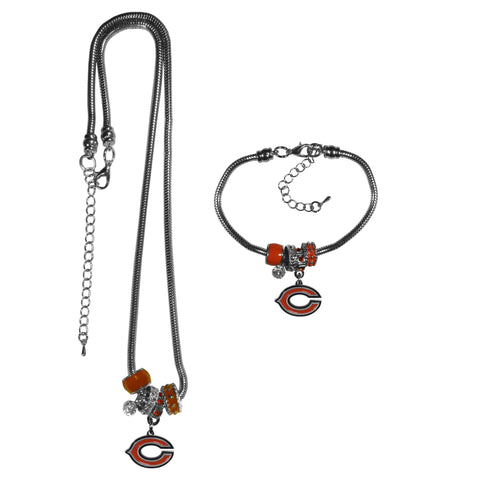 Chicago Bears Euro Bead Necklace and Bracelet Set