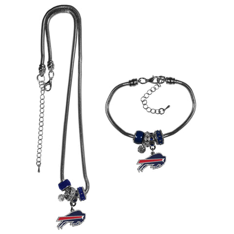 Buffalo Bills Euro Bead Necklace and Bracelet Set