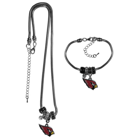 Arizona Cardinals Euro Bead Necklace and Bracelet Set