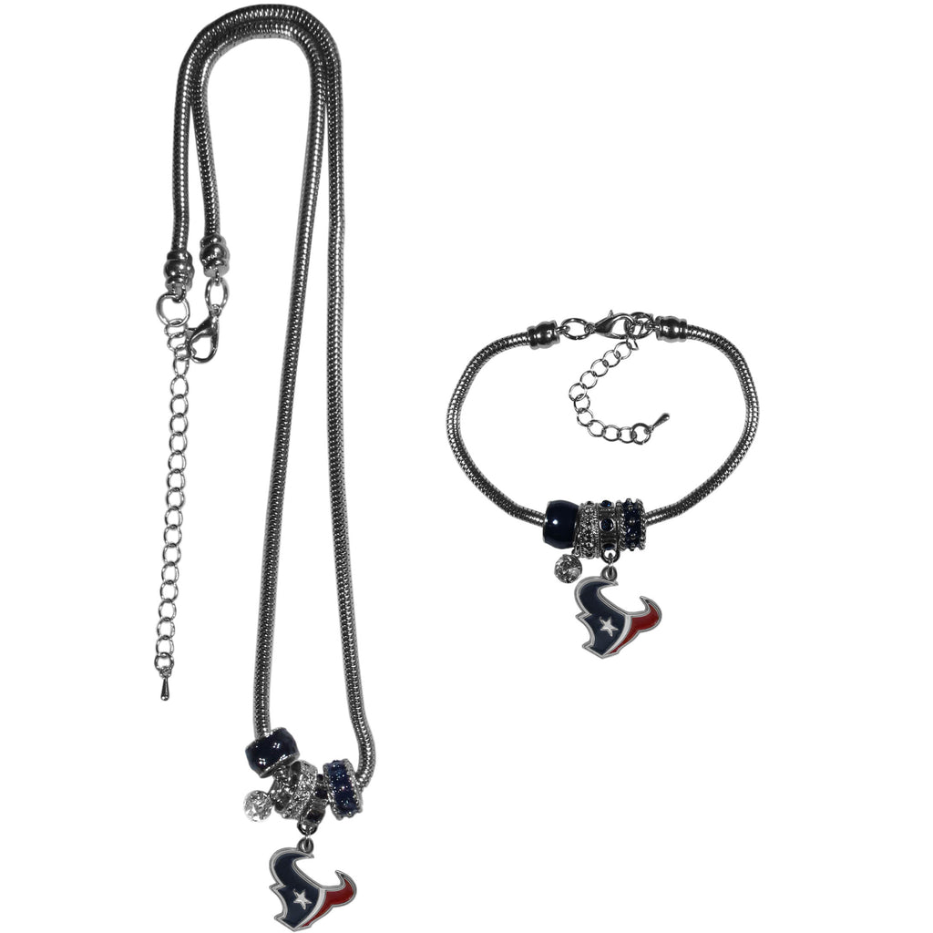 Houston Texans Euro Bead Necklace and Bracelet Set