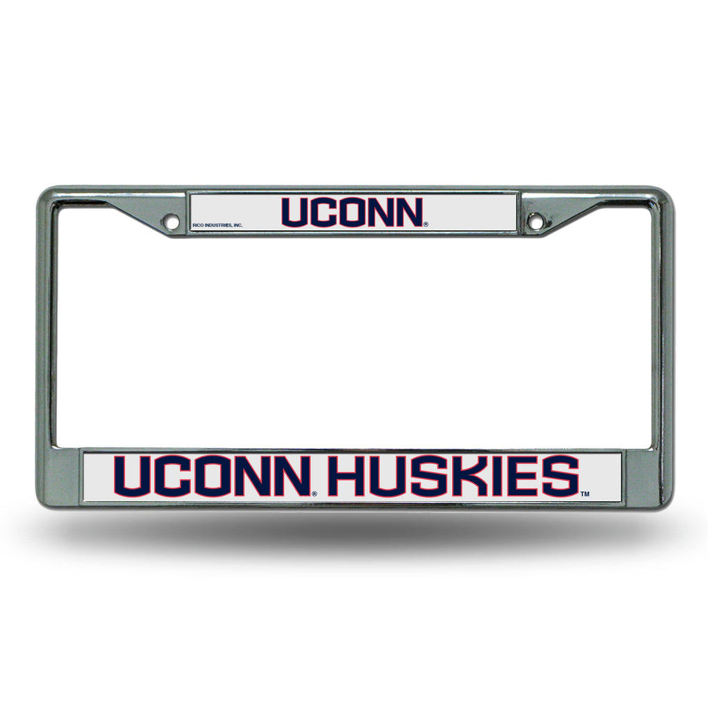 UConn Huskies License Frame - Chrome