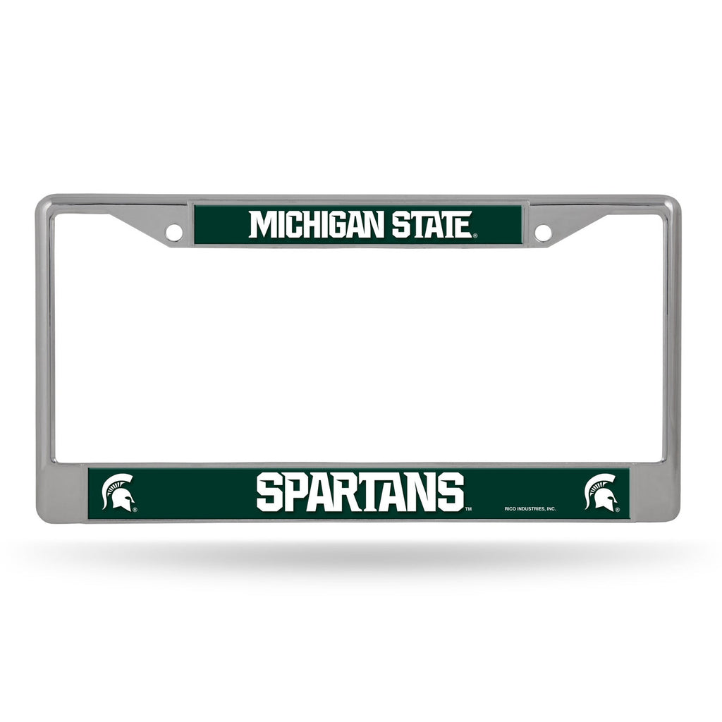 Michigan State Spartans License Plate Frame Chrome Printed Insert