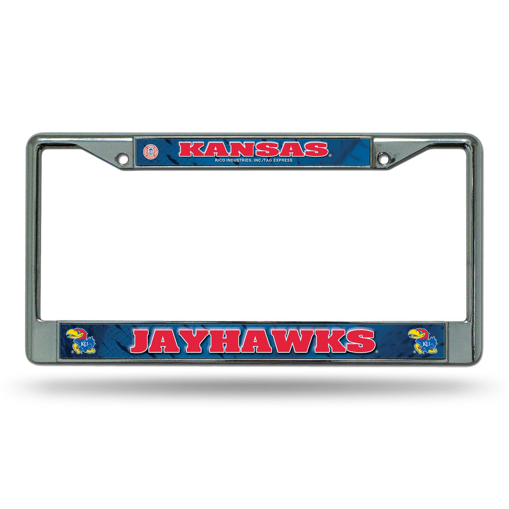 Kansas Jayhawks License Plate Frame Chrome Printed Insert