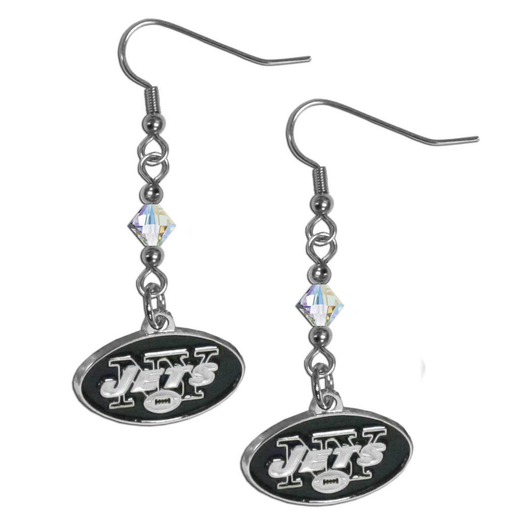 New York Jets Crystal Earrings - Dangle Style