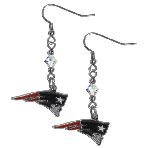 New England Patriots Crystal Earrings - Dangle Style