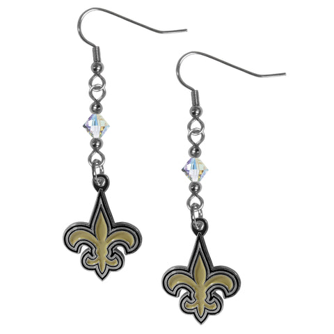 New Orleans Saints Crystal Earrings - Dangle Style
