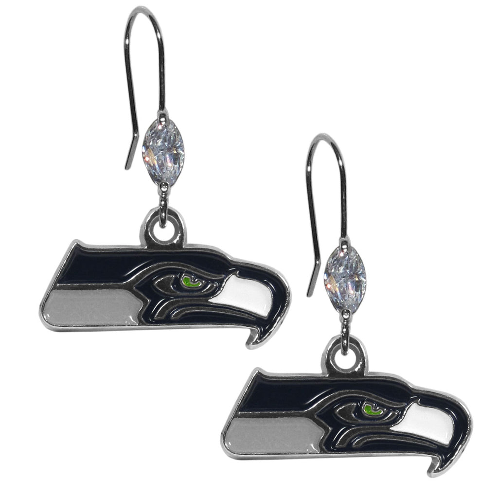 Seattle Seahawks Crystal Earrings - Dangle Style