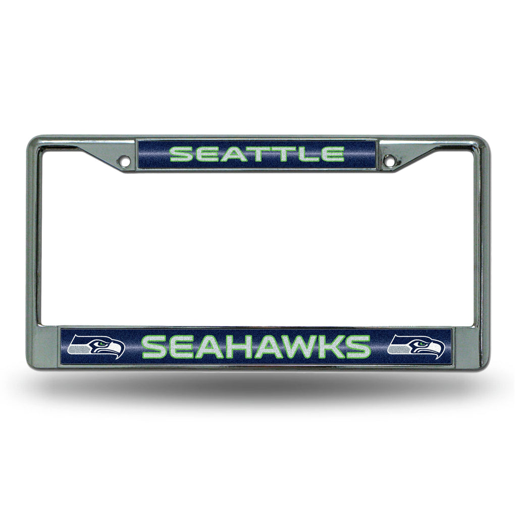 Seattle Seahawks License Frame - Chrome Glitter